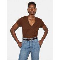 Jigsaw Pure Cotton V-Neck T-Shirt Brown