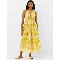 ACCESSORIZE Pure Cotton Printed Halterneck Midaxi Beach Dress Green