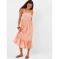 ACCESSORIZE Pure Cotton Frill Shoulder Maxi Beach Dress Pink