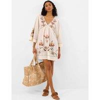 ACCESSORIZE Pure Cotton Statement Embellished Kaftan Ivory