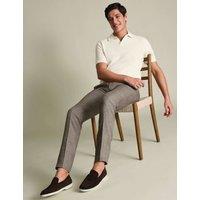 Charles Tyrwhitt Slim Fit Pure Linen Check Suit Trousers Brown