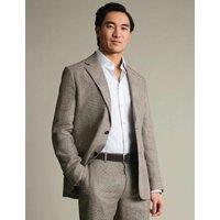 Charles Tyrwhitt Slim Fit Pure Linen Check Suit Jacket Brown Mix