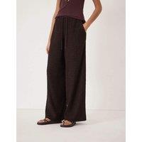 HUSH Cotton Rich Jersey Wide Leg Trousers Dark Brown
