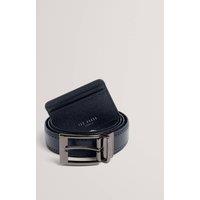 Ted Baker Leather Card Holder & Belt Set Navy