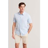 Ted Baker Cotton Linen Blend Wryte Short Sleeve Shirt Blue