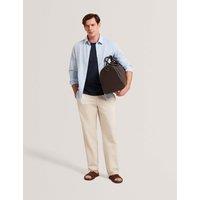 Ted Baker Regular Fit Cotton Linen Blend Chinos Natural