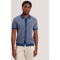 Ted Baker Pure Cotton Noliva Button-through Polo Shirt Navy