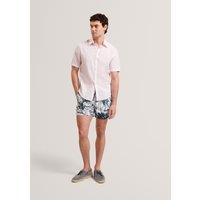 Ted Baker Cotton Linen Blend Wryte Short Sleeve Shirt Light Pink