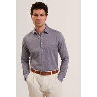 Ted Baker Regular Fit Cotton Linen Blend Prynn Shirt Navy