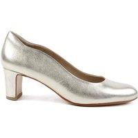 Jones Bootmaker Leather Metallic Block Heel Court Shoes Gold