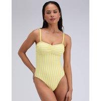 Boux Avenue Simi Striped Padded Bandeau Swimsuit Lemon
