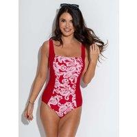 Pour Moi Petite Fit Santa Barbara Ruched Tummy Control Swimsuit Red Mix
