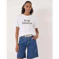 HUSH Pure Cotton Festival Slogan T-Shirt White Mix