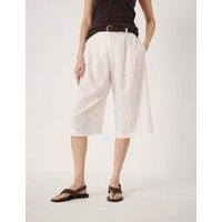 HUSH Linen Blend High Waisted Bermuda Shorts White