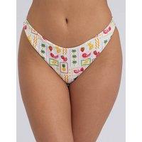 Boux Avenue Positano Printed High Leg Bikini Bottoms Ivory Mix