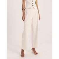 SABA High Waist Straight Leg Trousers White