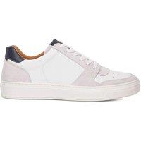 Dune London Wide Fit Leather Lace Up Trainers White Mix