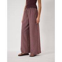 HUSH Striped Wide Leg Trousers Burgundy Mix