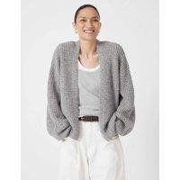 HUSH Waffle Stitch Edge to Edge Cardigan Grey Marl