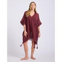 Seafolly Pure Cotton Knee Length Kaftan Burgundy