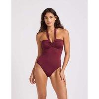 Seafolly Collective Halterneck Bandeau Swimsuit Burgundy