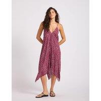 Seafolly Spot Print V-Neck Midi Beach Dress Burgundy Mix