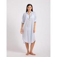 Seafolly Pure Cotton Textured Beach Cover Up Shirt Blue