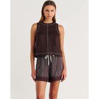Jag Pure Linen Round Neck Vest Top Brown
