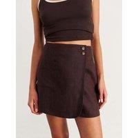 Jag Pure Linen Mini Wrap Skirt Brown