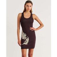 Jag Knitted Printed Scoop Neck Mini Bodycon Dress Brown