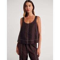 Jag Pure Linen Scoop Neck Cami Top Brown