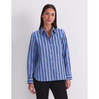 Sportscraft Pure Cotton Striped Collared Shirt Blue