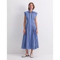 Sportscraft Pure Cotton Striped Midi Shirt Dress Blue