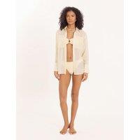 4th & Reckless Collared Button Through Relaxed Beach Shirt Yellow