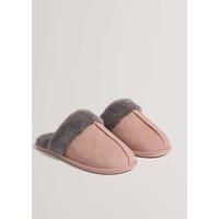 Ted Baker Suede Faux Fur Lined Mule Slippers Light Pink