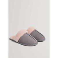 Ted Baker Suede Faux Fur Lined Mule Slippers Light Grey