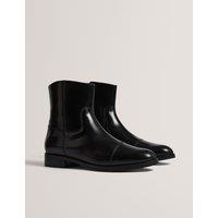 Ted Baker Leather Flat Almond Toe Ankle Boots Black