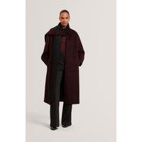 Ted Baker Wool Rich Reversible Longline Duster Coat Burgundy