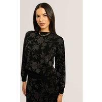 Ted Baker Wool Rich Sparkly Jacquard Crew Neck Jumper Black