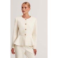Ted Baker Tailored Peplum Jacket with Wool Ivory