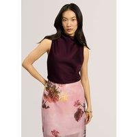 Ted Baker Cotton Rich Draped Cowl Neck Top Dark Purple