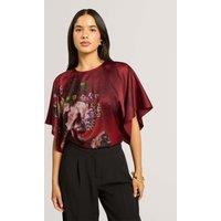 Ted Baker Printed Batwing Blouse Red
