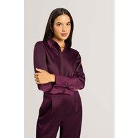Ted Baker Satin Collared Shirt Dark Purple
