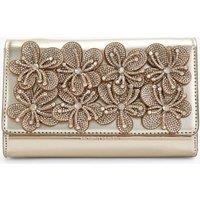 Kurt Geiger Floral Embellished Clutch Bag Gold