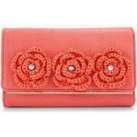 Kurt Geiger Raffia Floral Clutch Bag Red