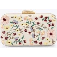 Kurt Geiger RaffiaFloral Chain Strap Clutch Bag White Mix