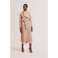 Ted Baker Wool Rich Belted Longline Wrap Coat Camel