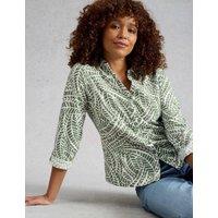 White Stuff Pure Cotton Jersey Floral Shirt Green Mix