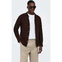 ONLY & SONS Regular Fit Cotton Linen Blend Shirt Brown