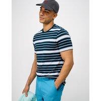 Crew Clothing Pure Cotton Striped Crew Neck T-Shirt Blue Mix
